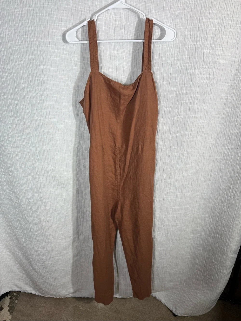 Everlane The Linen Side-Button Jumpsuit Brown Size 4 Wide leg Quiet luxury Chic